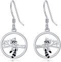 wholesale 925 Sterling Silver Raccoon Tree Branch Drop Dangle Earrings for Women Girls  4cm Length-0-0