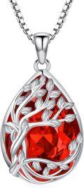 wholesale TOUPOP Tree Of Life Birthstone Necklace 925 Sterling Silver Family Tree Crystal Pendant Birthday Jewelry Christmas Gifts For Women Her -0-0