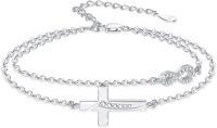 wholesale  Sterling Silver Cross Infinity Bracelet with Stones Faith Jewelry Gift for Women Mom -03-Silver
