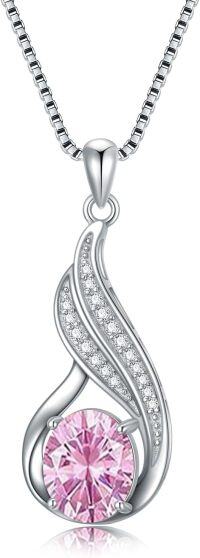 wholesale Sterling Silver Gemstone Birthstone Infinity Pendant Necklace-created pink quartz