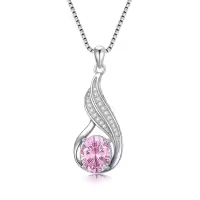 wholesale 925 Sterling Silver Gemstone Birthstone Infinity Pendant Necklace-created pink quartz