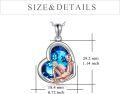 wholesale 925 Sterling Silver Heart-Shaped Pendant with Blue Crystal and Rose Gold Figurine of Woman Reading - Perfect Gift for Book Lovers (Necklace)-0-4