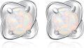 wholesale 925 Sterling Silver Opal Flower 4-Leaf Stud Earrings for Women - Christmas Gift-0-0