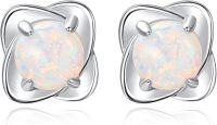 wholesale 925 Sterling Silver Opal Flower 4-Leaf Stud Earrings for Women - Christmas Gift-Four Leaf Clover