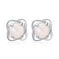 wholesale 925 Sterling Silver Opal Flower 4-Leaf Stud Earrings for Women - Christmas Gift-0-0
