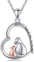 wholesale 925 Sterling Silver Horse & Foal Love You Forever Heart Pendant Necklace for Women Girls Gifts-0-0