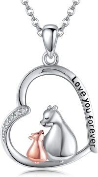 wholesale 925 Sterling Silver Horse & Foal Love You Forever Heart Pendant Necklace for Women Girls Gifts-Mama Bear-Mama Bear
