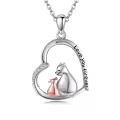 wholesale 925 Sterling Silver Horse & Foal Love You Forever Heart Pendant Necklace Wholesale for Women Girls Gifts-0-0