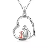 wholesale 925 Sterling Silver Horse & Foal Love You Forever Heart Pendant Necklace Wholesale for Women Girls Gifts-Mama Bear-Mama Bear