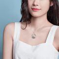 wholesale 925 Sterling Silver Howling Wolf Moon Pendant Necklace Rose Gold Accent For Women-0-4