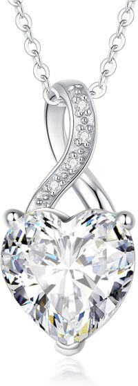 wholesale 925 Sterling Silver 1 10cttw Real Cubic Zirconias Heart Birthstone Necklace for Women Mom Wife-4. April - Apr.