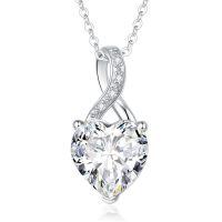 wholesale 925 Sterling Silver Blue Heart Pendant Necklace Wholesale With Crystal Accents-4. April - Apr.