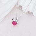 wholesale 925 Sterling Silver Pink Rhodonite Sea Otter Charm Necklace for Women Girls Gifts-0-2