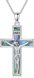 wholesale Sterling Silver Abalone Shell Cross Necklace Christian Gift for Women-0-20