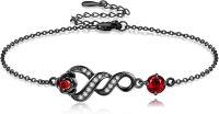 wholesale 925 Sterling Silver Infinity Red Crystal & Black Rose Charm Bracelet for Women Gothic -Red