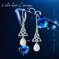 wholesale 925 Sterling Silver Opal Celtic Knot Teardrop Dangle Earrings-0-5
