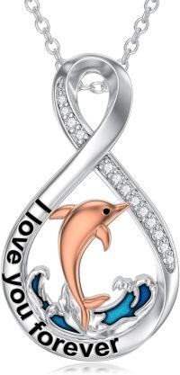 wholesale TOUPOP Dolphin Gifts For Women 925 Sterling Silver Dolphin Pendant Necklace With Crystal Dolphin Jewelry Gifts For Mom Wife Grandma -undefined