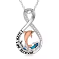 TOUPOP Sterling Silver Crystal Dolphin Pendant Necklace Gifts-0-0