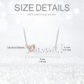 wholesale 925 Sterling Silver Lab-Grown Cubic Zirconia Mama Script with Rose Gold Plated Heart Pendant Necklace-0-5
