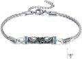 wholesale 925 Sterling Silver Turquoise Inlay Paw Print Angel Wing Memorial Bracelet with Funnel and Spoon Set for Pet Ashes-0-0