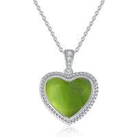 wholesale 925 Sterling Silver Gemstone Heart Necklace for Women Gift for Her Mom Wife-Peridot-Aug.