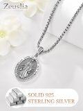 wholesale 925 Sterling Silver Virgin Mary Pendant Necklace with Cubic Zirconia and Chain - Religious Protection  for Women-0-4