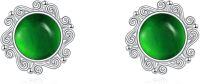 wholesale 925 Sterling Silver Green Moss Agate Stud Earrings-Emerald