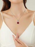TOUPOP Sterling Silver Ruby Rose Necklace Gift For Women-0-1