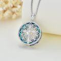 wholesale 925 Sterling Silver Round Blue Crystal Pendant with Cross and Lotus Flower Design on Box Chain (18 + 2)-0-1