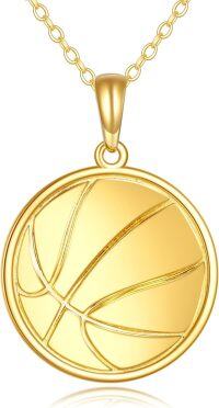 wholesale 14K Solid Gold Basketball Sports Pendant Necklace - Real Gold s for Women and Men-Basketball