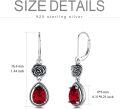 wholesale 925 Sterling Silver Red Austrian Crystal Antique Rose Drop Earrings-0-5