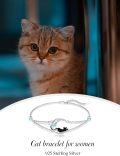 wholesale 925 Sterling Silver Black Cat Moon Heart Charm Bracelet-0-5