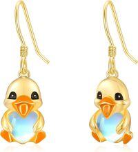 wholesale 925 Sterling Silver Duck Moonstone Drop Earrings for Women-Duck
