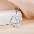 wholesale 925 Silver & Moonstone Islamic Star and Crescent Moon Pendant Necklace for Women-0-1