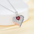 wholesale 925 Sterling Silver Red Crystal Heart Mom Pendant Necklaces for Women's Mothers' Day Gift-0-3