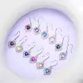 TOUPOP Sterling Silver Alexandrite Heart Butterfly Earrings-0-5