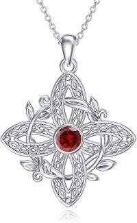 wholesale 925 Sterling Silver Birthstone Witches Knot Pendant Necklace-June