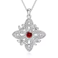wholesale 925 Sterling Silver Birthstone Witches Knot Pendant Necklace-January