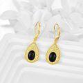 wholesale 925 Sterling Silver Black Onyx Teardrop Leverback Earrings - Western Boho Style-0-2