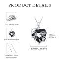 wholesale 925 Sterling Silver Gothic Skull Rose Black Crystal Heart Pendant-0-2