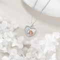 wholesale 925 Sterling Silver Horse Girl Heart Pendant Necklace Rose Gold Plated Cubic Zirconia-0-2
