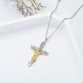 wholesale 925 Sterling Silver Olive Branch Tree of Life Jesus Christ Crucifix Pendant Necklace for Men & Women - Religious Jewelry with Chain (24)-0-3
