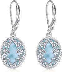 wholesale 925 Sterling Silver Celtic Teardrop Filigree Earrings Jewelry Gifts for Women-Larimar Oval Earrings