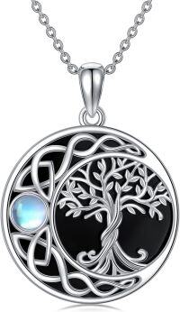 wholesale 925 Sterling Silver Moonstone Celtic Knot Tree of Life Pendant Necklace Irish s for Women-Obsidian Tree of Life