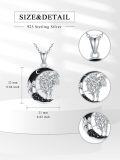 wholesale 925 Sterling Silver Black Onyx Tree of Life Crescent Moon Pendant Necklace for Women Wife Girlfriend-0-1