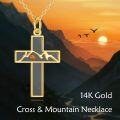 wholesale 14K Gold Amber Inlay Cross Pendant Necklace for Women - Elegant Religious-0-2
