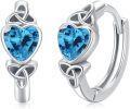 wholesale 925 Sterling Silver Turquoise Celtic Knot Heart Huggie Hoop Earrings for Women-0-0