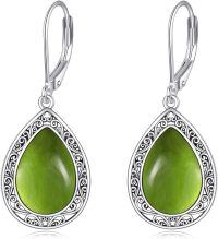 wholesale 925 Sterling Silver Moonstone Lapis Lazuli Peridot Amethyst Teardrop Dangle Earrings-Peridot earrings