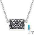 wholesale 925 Sterling Silver Bullet Hourglass Cylinder Urn Cremation Keepsake Pendant Necklace  with Funnel and Screwdriver Tool Set for Ashes  48cm Chain Length-0-0