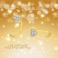 wholesale 14K Gold Yellow Diamond Open Heart Ear Cuff Wrap Studs Jewelry for Women-0-5